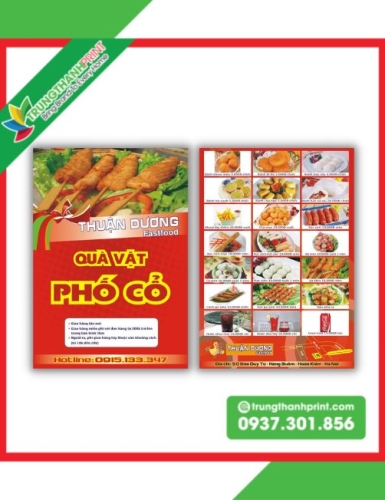 In nhanh tờ rơi và menu quán ăn